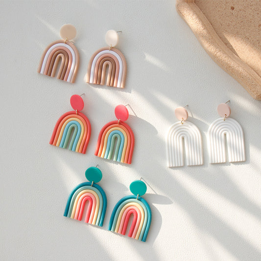 Ins Rainbow Polymer Clay Earrings