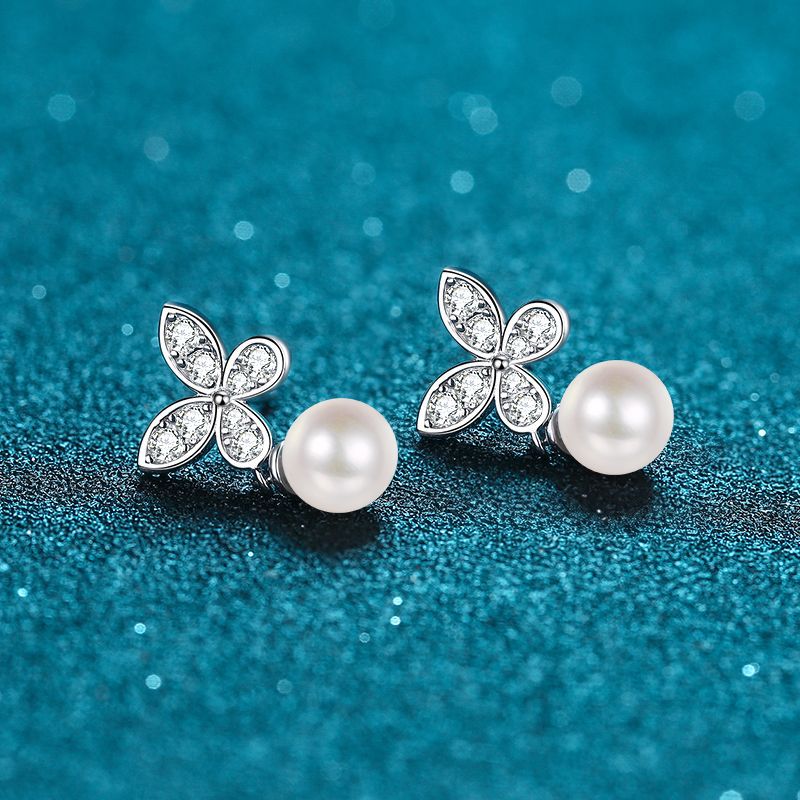 Freshwater Pearl Debris Stud Earrings