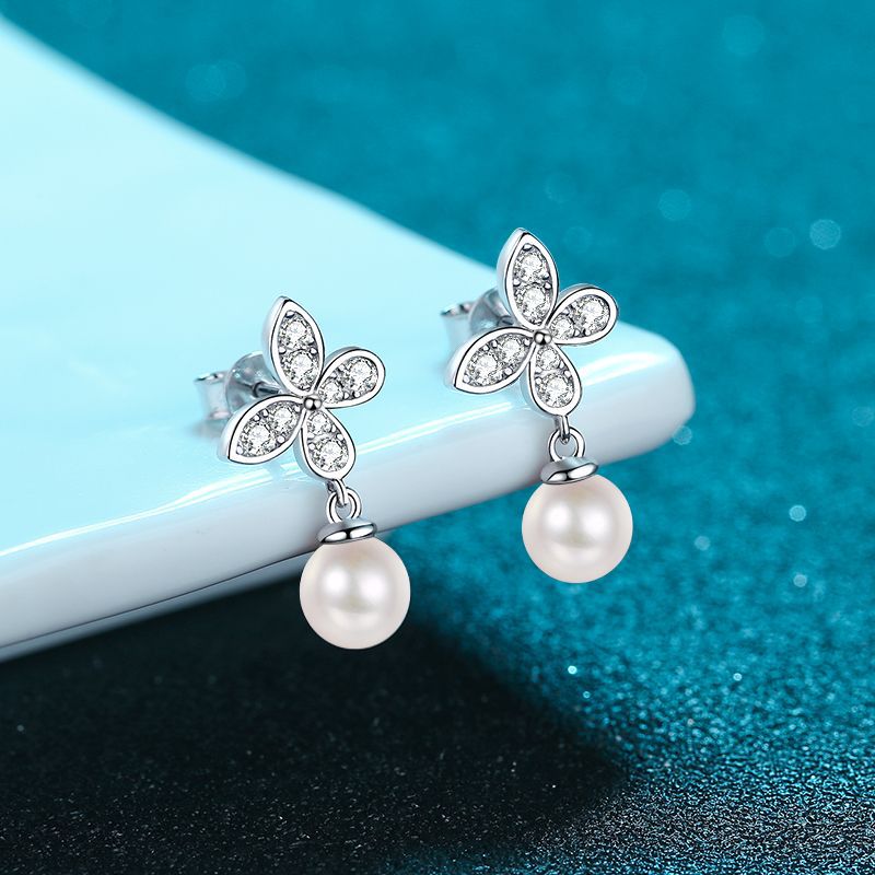 Freshwater Pearl Debris Stud Earrings