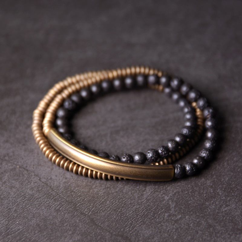 Multi-layer Bracelet Volcanic Rock