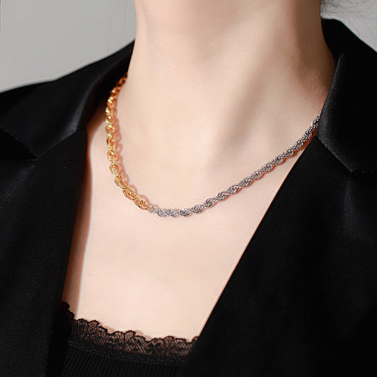 Gold-Colored Pendant Clavicle Necklace