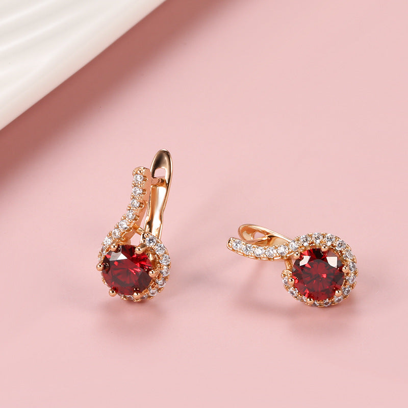 Elegant Six-claw Pigeon Zircon Earrings